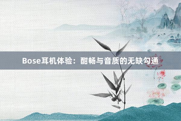 Bose耳机体验：酣畅与音质的无缺勾通